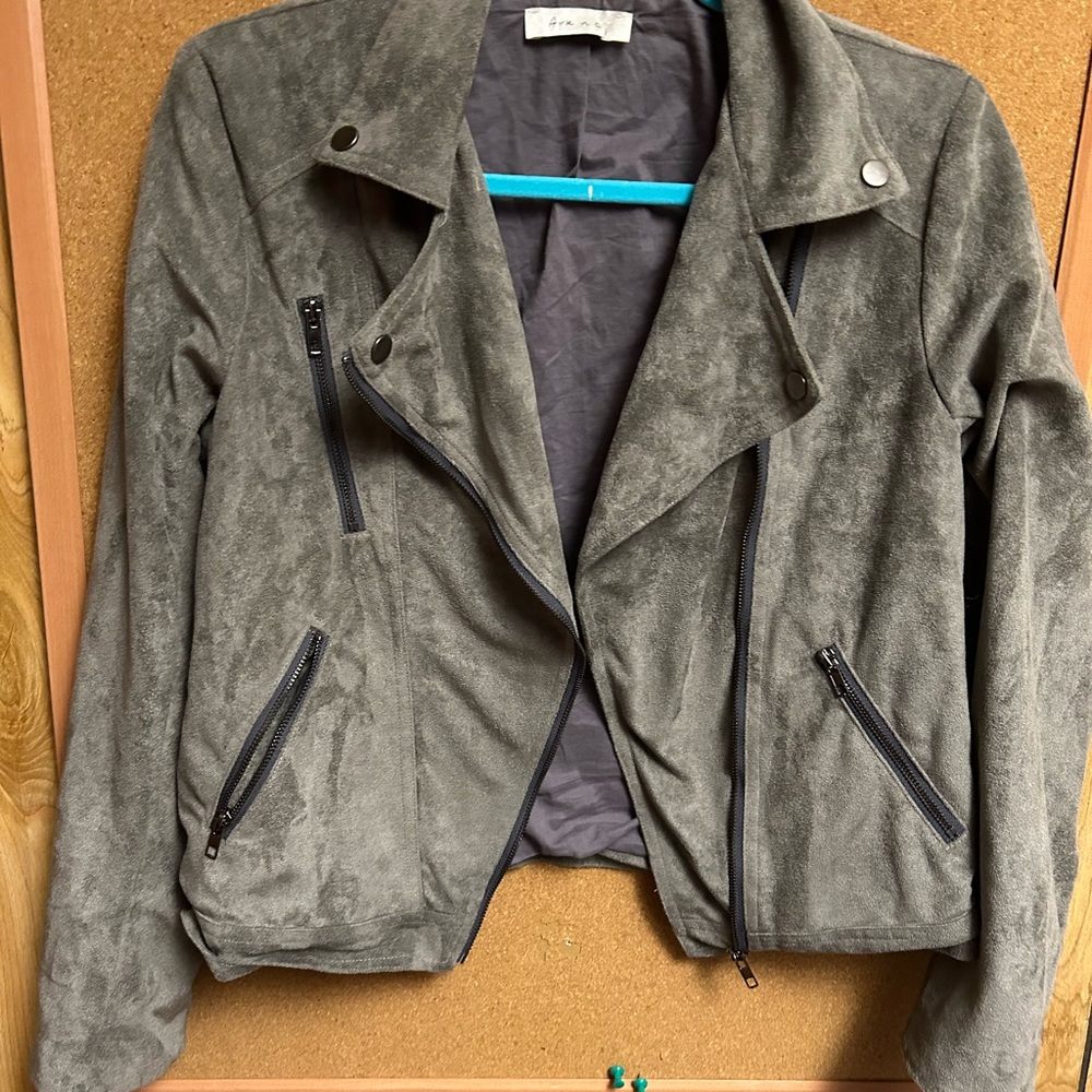 Faux suede jacket. Moss green or  grey